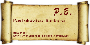 Pavlekovics Barbara névjegykártya